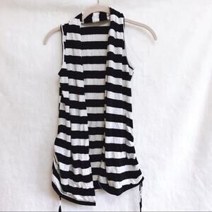 Uptown Vibe Black and White Side Tied Cardigan